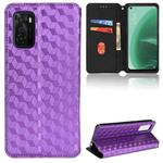 For OPPO A55s 5G Cubic Grid Texture Flip Leather Phone Case(Purple)