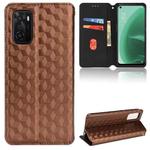 For OPPO A55s 5G Cubic Grid Texture Flip Leather Phone Case(Brown)