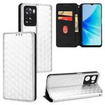 For OPPO A57 4G 2022 / 5G TW Cubic Grid Texture Flip Leather Phone Case(Silver)