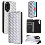 For OPPO A58 4G Cubic Grid Texture Flip Leather Phone Case(Silver)