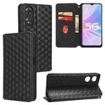 For OPPO A58 5G / A58x / A78 5G Cubic Grid Texture Flip Leather Phone Case(Black)