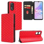 For OPPO A58 5G / A58x / A78 5G Cubic Grid Texture Flip Leather Phone Case(Red)
