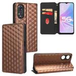For OPPO A58 5G / A58x / A78 5G Cubic Grid Texture Flip Leather Phone Case(Brown)