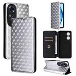 For OPPO A60 4G Cubic Grid Texture Flip Leather Phone Case(Silver)