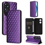For OPPO A60 4G Cubic Grid Texture Flip Leather Phone Case(Purple)
