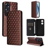 For OPPO A60 4G Cubic Grid Texture Flip Leather Phone Case(Brown)