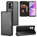 For OPPO A77 5G / A57 5G 2022 Cubic Grid Texture Flip Leather Phone Case(Black)