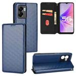 For OPPO A77 5G / A57 5G 2022 Cubic Grid Texture Flip Leather Phone Case(Blue)