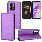 For OPPO A77 5G / A57 5G 2022 Cubic Grid Texture Flip Leather Phone Case(Purple)
