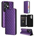 For OPPO A79 5G / A2 5G Cubic Grid Texture Flip Leather Phone Case(Purple)