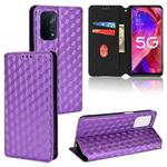 For OPPO A93 5G / A74 5G / A54 5G Cubic Grid Texture Flip Leather Phone Case(Purple)