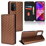 For OPPO A93 5G / A74 5G / A54 5G Cubic Grid Texture Flip Leather Phone Case(Brown)