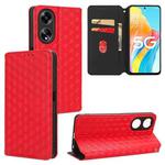 For OPPO A98 5G / F23 5G / A1 5G Cubic Grid Texture Flip Leather Phone Case(Red)