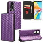 For OPPO A98 5G / F23 5G / A1 5G Cubic Grid Texture Flip Leather Phone Case(Purple)