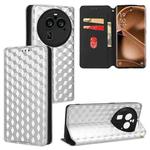 For OPPO Find X6 Pro Cubic Grid Texture Flip Leather Phone Case(Silver)
