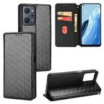 For OPPO Reno7 A Cubic Grid Texture Flip Leather Phone Case(Black)