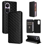 For OPPO Reno10 5G Global Cubic Grid Texture Flip Leather Phone Case(Black)