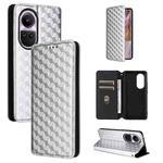 For OPPO Reno10 5G Global Cubic Grid Texture Flip Leather Phone Case(Silver)