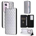 For OPPO Reno11 A JP / PJH110 Cubic Grid Texture Flip Leather Phone Case(Silver)