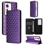 For OPPO Reno11 A JP / PJH110 Cubic Grid Texture Flip Leather Phone Case(Purple)