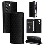 For OPPO Reno12 Pro 5G Global Cubic Grid Texture Flip Leather Phone Case(Black)