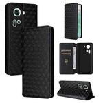 For OPPO Reno11 5G Global Cubic Grid Texture Flip Leather Phone Case(Black)