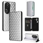For OPPO Reno11 Pro 5G Global Cubic Grid Texture Flip Leather Phone Case(Silver)