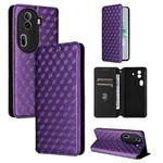 For OPPO Reno11 Pro 5G Global Cubic Grid Texture Flip Leather Phone Case(Purple)