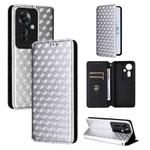 For OPPO Reno11 F 5G / F25 Pro 5G Cubic Grid Texture Flip Leather Phone Case(Silver)