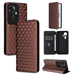 For OPPO Reno11 F 5G / F25 Pro 5G Cubic Grid Texture Flip Leather Phone Case(Brown)