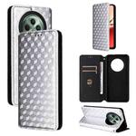 For OPPO Reno12 F 5G Cubic Grid Texture Flip Leather Phone Case(Silver)