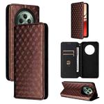 For OPPO Reno12 F 5G Cubic Grid Texture Flip Leather Phone Case(Brown)