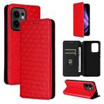 For OPPO Reno13 F 4G / 5G Cubic Grid Texture Flip Leather Phone Case(Red)