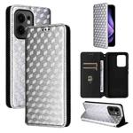 For OPPO Reno13 F 4G / 5G Cubic Grid Texture Flip Leather Phone Case(Silver)