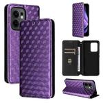 For OPPO Reno13 F 4G / 5G Cubic Grid Texture Flip Leather Phone Case(Purple)