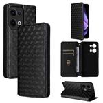 For OPPO Reno13 5G Cubic Grid Texture Flip Leather Phone Case(Black)