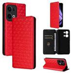 For OPPO Reno13 5G Cubic Grid Texture Flip Leather Phone Case(Red)
