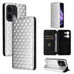 For OPPO Reno13 5G Cubic Grid Texture Flip Leather Phone Case(Silver)