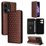 For OPPO Reno13 5G Cubic Grid Texture Flip Leather Phone Case(Brown)