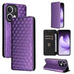 For OPPO Reno13 Pro 5G Cubic Grid Texture Flip Leather Phone Case(Purple)