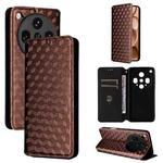 For OPPO Find X8 Ultra 5G Cubic Grid Texture Flip Leather Phone Case(Brown)