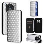 For OPPO Find X8s 5G Cubic Grid Texture Flip Leather Phone Case(Silver)