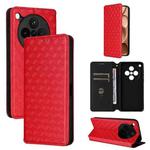 For OPPO Find X8s+ 5G Cubic Grid Texture Flip Leather Phone Case(Red)