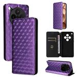 For OPPO Find X8s+ 5G Cubic Grid Texture Flip Leather Phone Case(Purple)