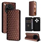 For OPPO Find X8s+ 5G Cubic Grid Texture Flip Leather Phone Case(Brown)
