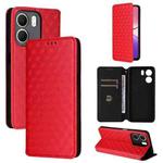 For OPPO A5x 5G / 4G Global Cubic Grid Texture Flip Leather Phone Case(Red)
