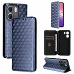 For OPPO A5x 5G / 4G Global Cubic Grid Texture Flip Leather Phone Case(Blue)