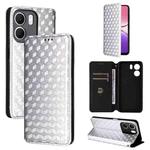 For OPPO A5x 5G / 4G Global Cubic Grid Texture Flip Leather Phone Case(Silver)