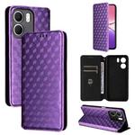 For OPPO A5x 5G / 4G Global Cubic Grid Texture Flip Leather Phone Case(Purple)