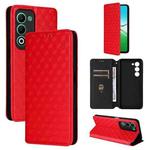 For OPPO A5 5G / 4G Global / A5M Cubic Grid Texture Flip Leather Phone Case(Red)
